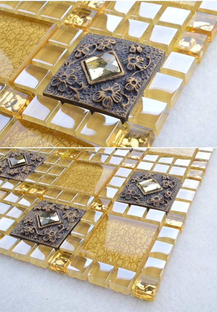 exquisitely made price per square meter wall gold foil glass mosaic tile