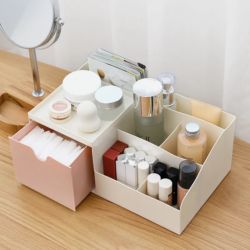

Plastic Cosmetic Storage Box Drawer Desktop Makeup Organizer Dressing Table Skin Care Rack Mobilephone Sundries Storage Case