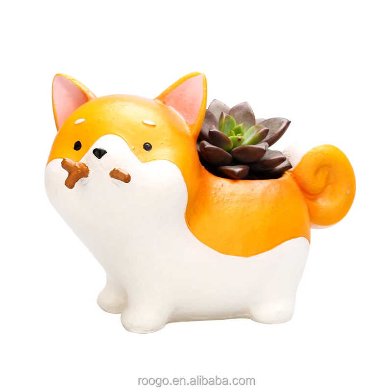 

Roogo resin cute dog animal plants flower pots, Customized