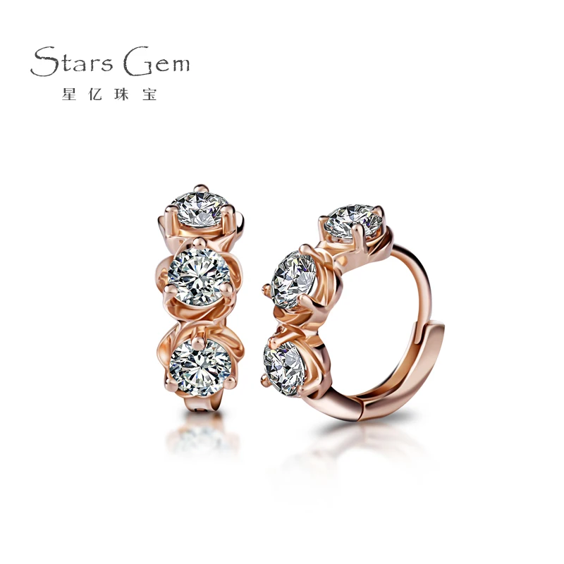 

Hot selling gold earing charm hoop earring 9k solid rose gold moissanite earrings, Ef white color