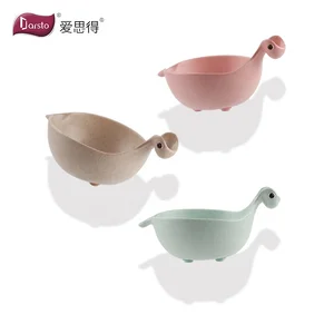 Image of Wheat Fiber Children Tableware with Handle Soup Rice Cartoon Dinnerware Children Small Dragon Bowl