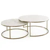 Modern hotel use living room marble double deck round tea table