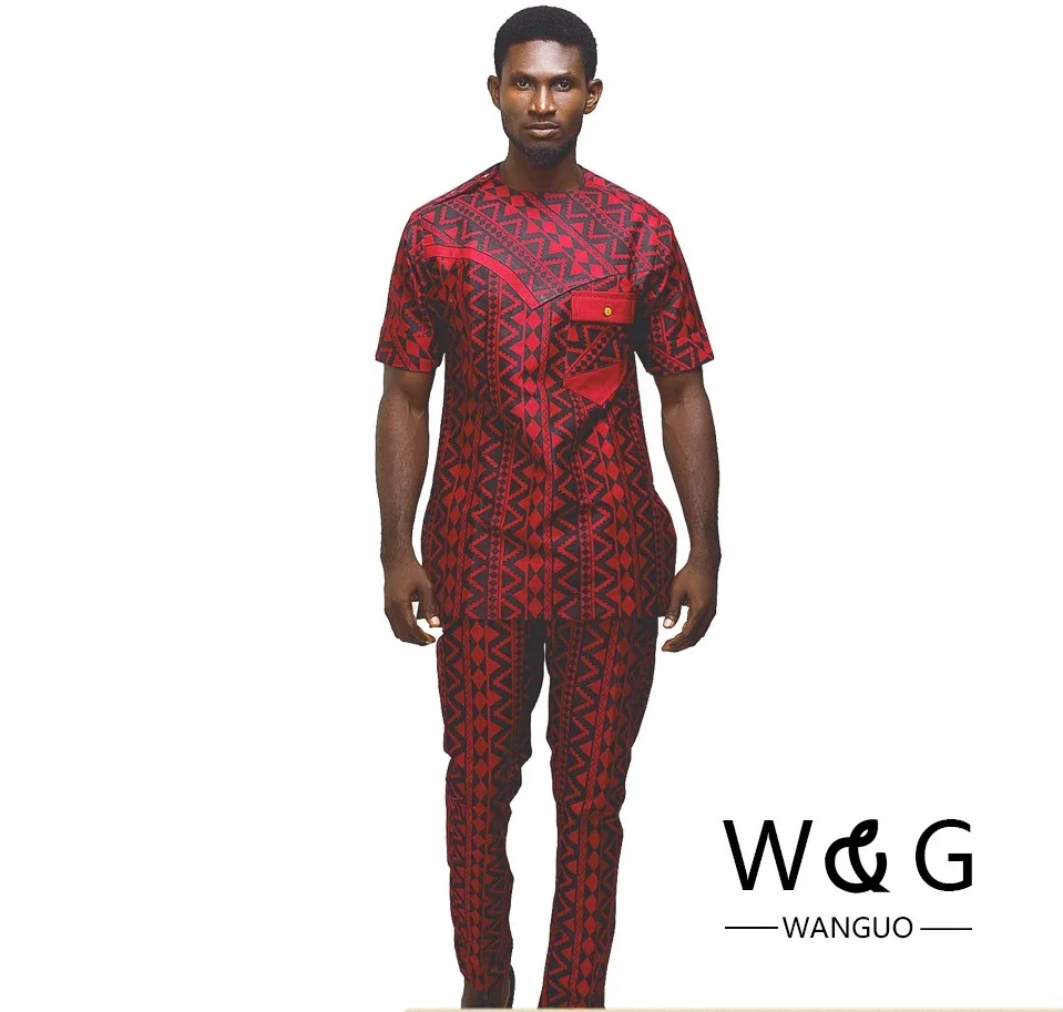 

Red Color African Style Fashion Men Clothing Wholesale, Red men clothing