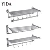 China Aluminum Bathroom Accessories Towel Rack Shelf On The Wall Folding Towel Rack