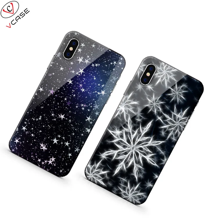 

VCASE Hot Sale OEM Customized Pattern Tempered Glass Phone Case For Iphone