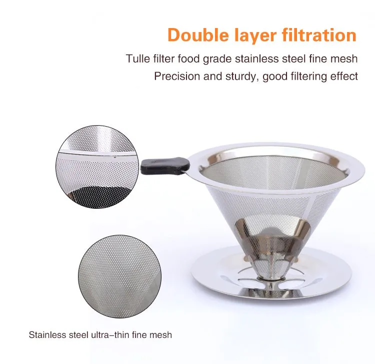 50 Micron 180 Mesh Stainless Steel Reusable Fine Wire Mesh V60 Coffee