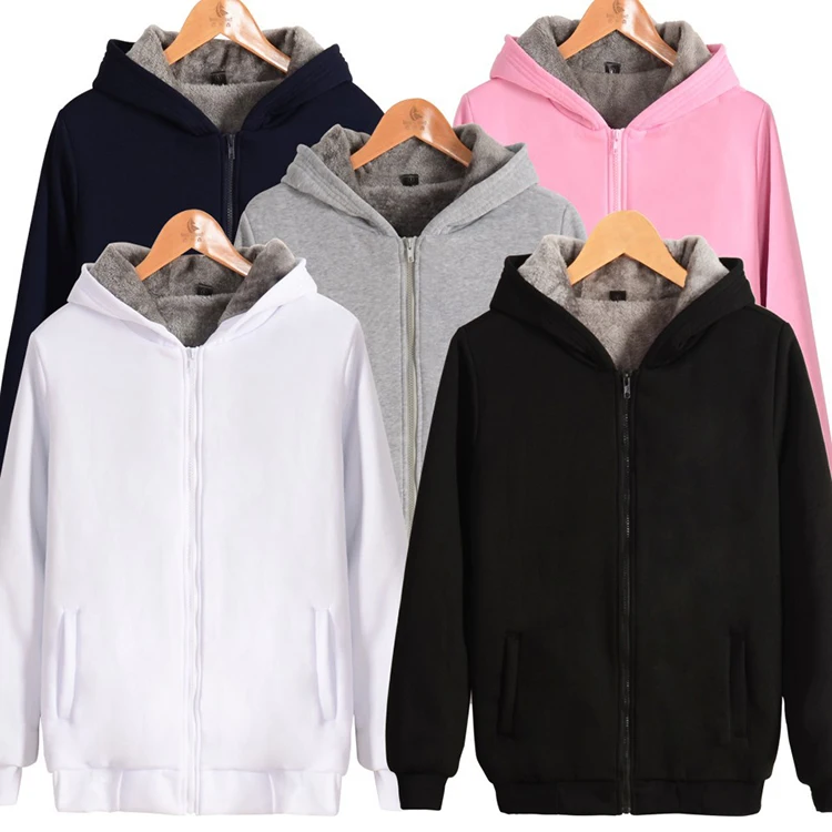 

2019 New Summer Fashion Thick Brushed Zip Up Hoodie Long Sleeve Ladies Customized Sweatshirt with Zipper, N/a