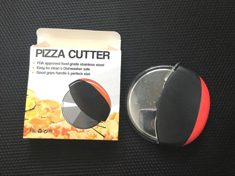 Stainless Steel Pizza Cutter Wheel Slicer With Protective Sliding Blade