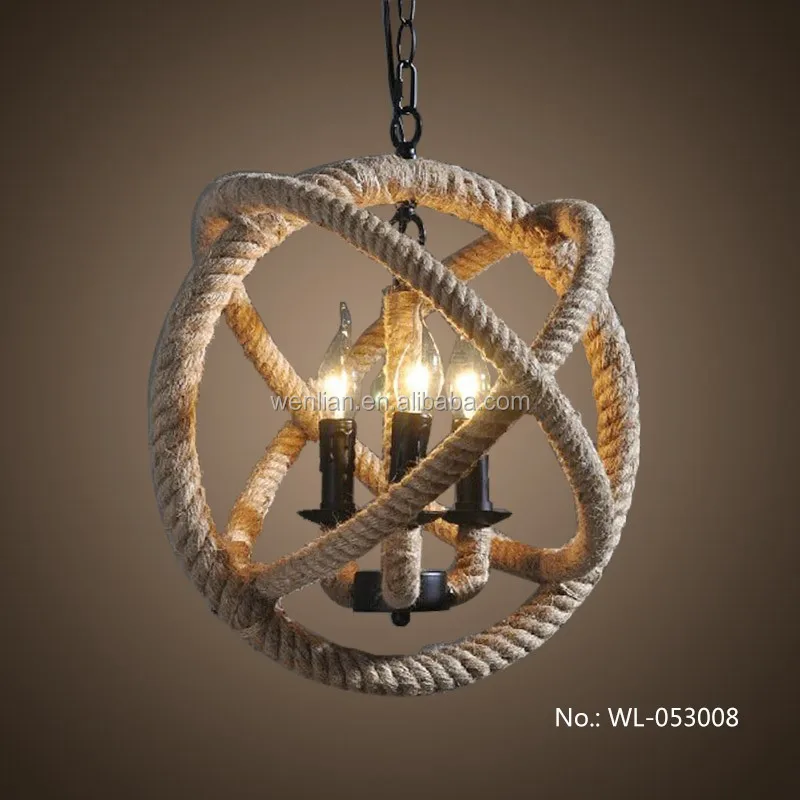 Vintage éclairage ronde corde lustre lampe dans un design unique ... Lustres désign Vintage