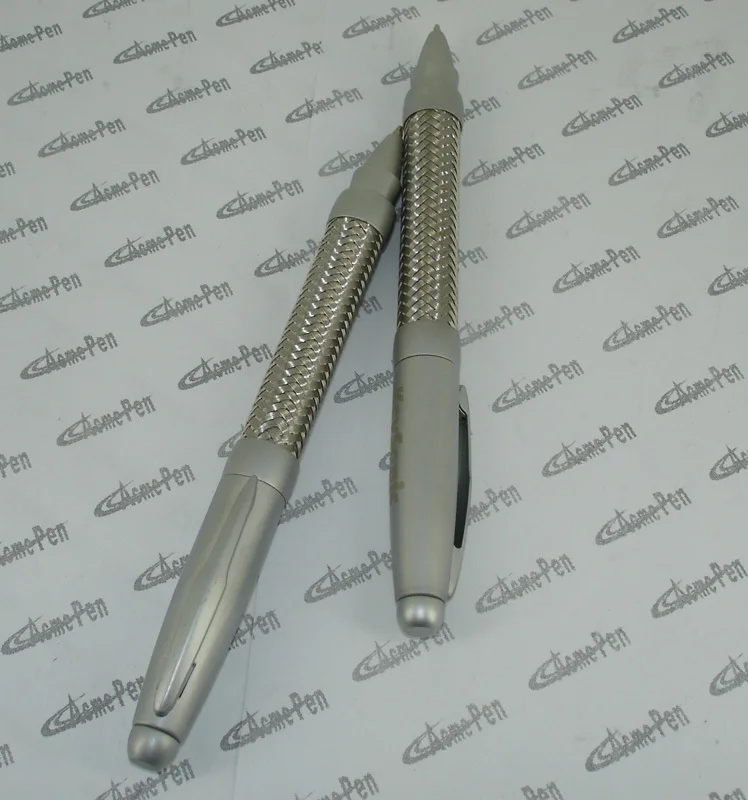 Acmecn Metal Braid Pen Plating Satin Silver 52g Heavy Ballpoint Pen