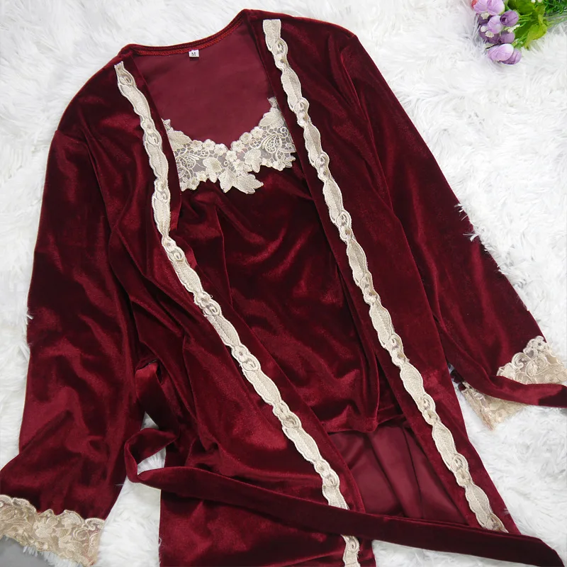 Wholesale Custom Velvet Solid Color 3Pcs  Pajamas Women  Pajamas