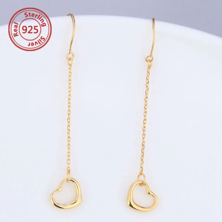 womens heart hook dangle earrings 2.5/" long 925 sterling silver