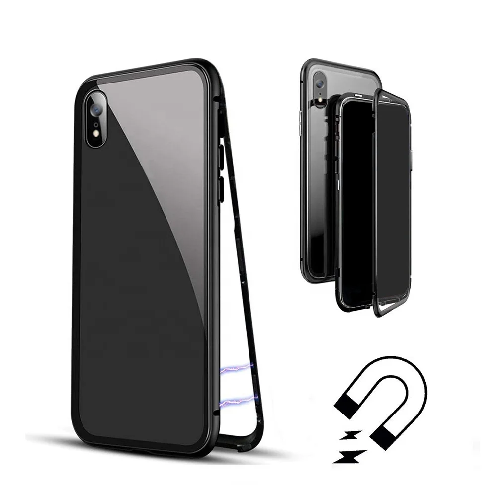 

Top sale Magnetic Adsorption transparent Phone Case Metal Magnet Cases For iphone X XR XS Max, White/ black /red