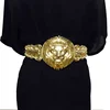 Golden Lion Head Waist Belts Fashion Women's Metal Wide Waistband For Dress Female Luxury Brand Designer Female Elastic Belt