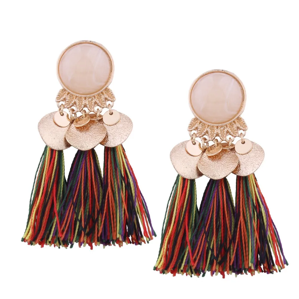 

Bohemian Style Long Tassel Alloy Earrings For Women Z900, Mixed