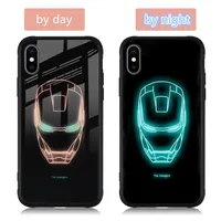 

Fashion luminous tempered glass night light phone case for iphone X Wholesale accessories creative back cover for iphoone 678