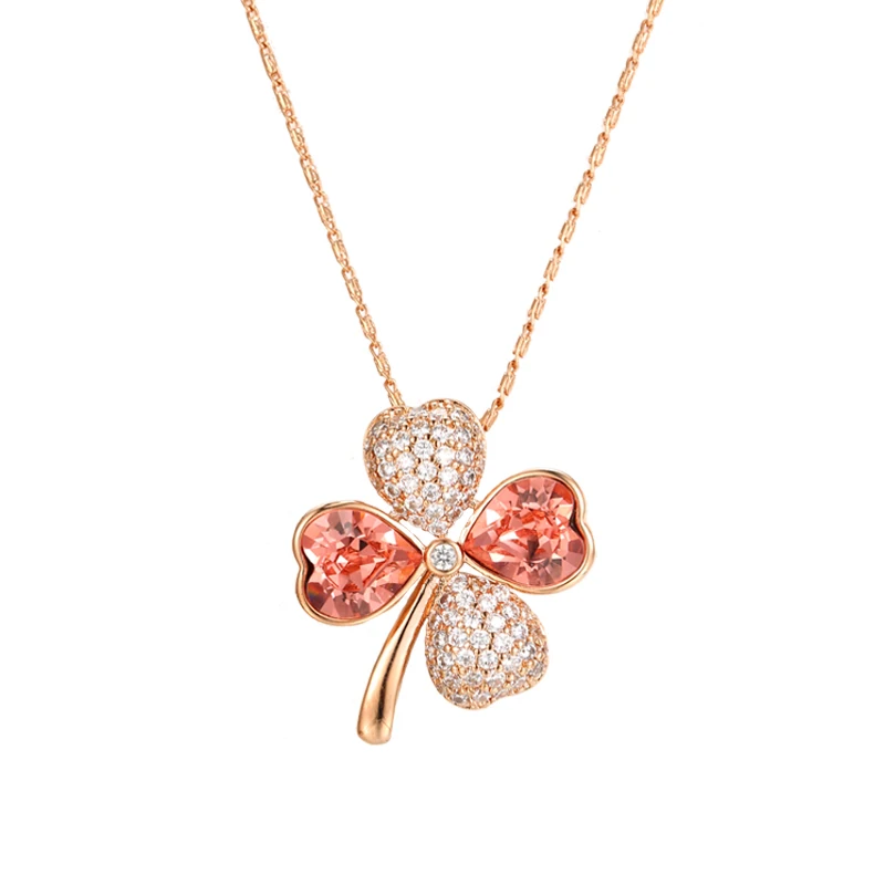 

XE20180807 Xuping clover lucky necklace, Crystals from Swarovski charming necklace jewelry, Rhodium gold colour
