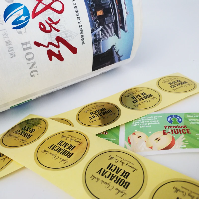 Custom Adhesive Print Foil Copper Aluminum Embossed Vinyl Foil Stickers