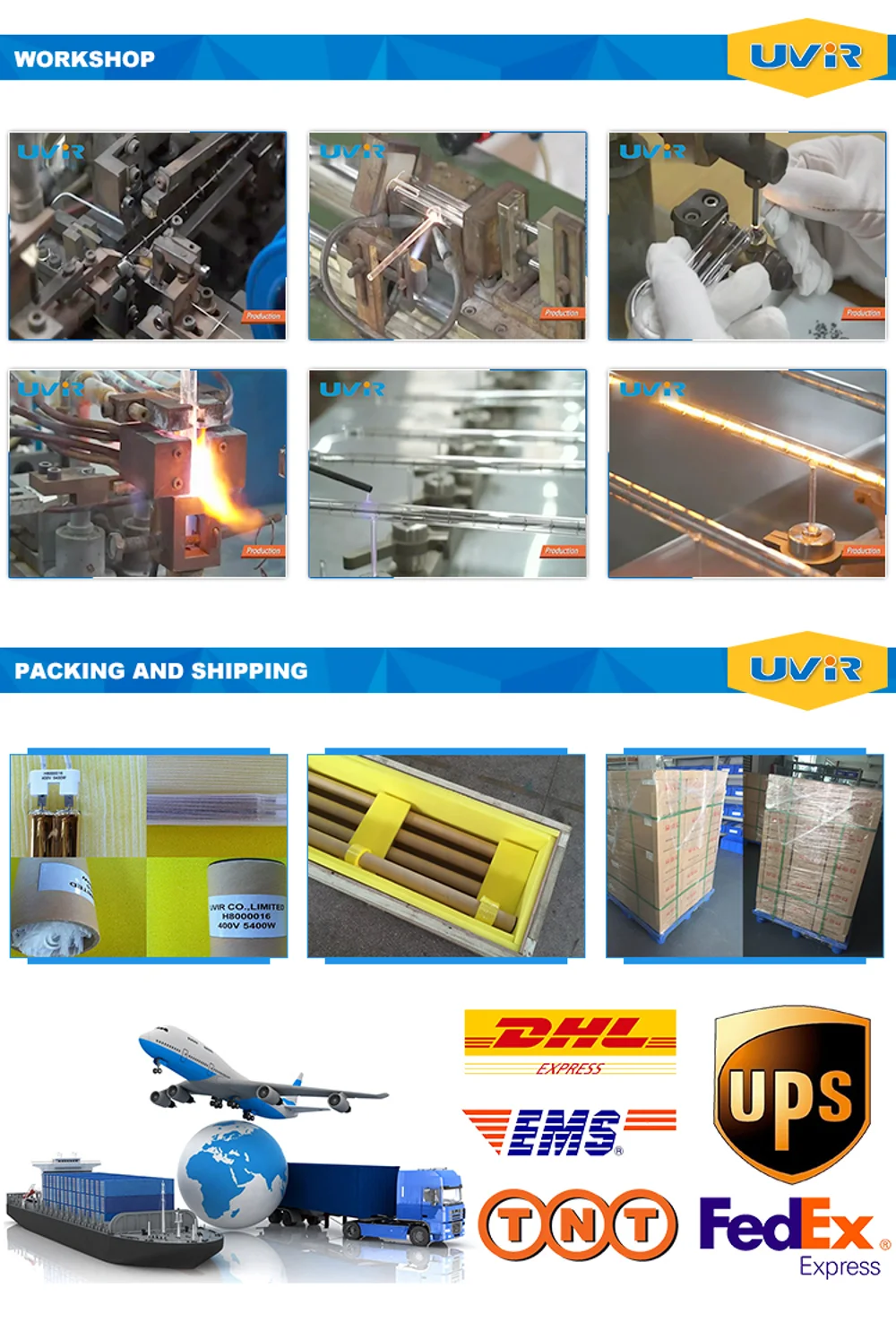 115 - 480 V 250-6000 W Halogen Double Heat Bulb