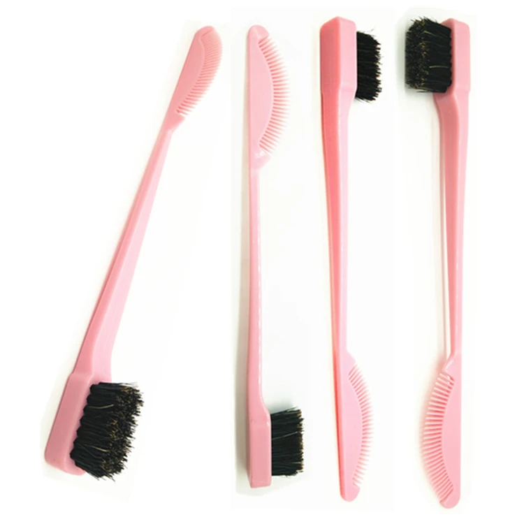 

Mini Double Side Beauty Plastic Cosmetic Flat Eyebrow Clean Comb Edge Control Hair Brush, Customized color