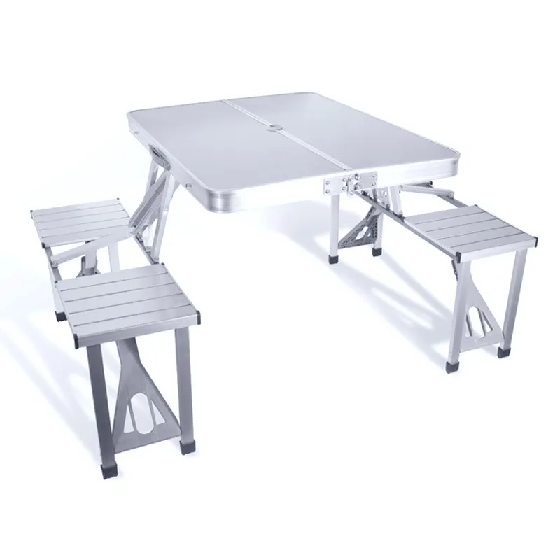 Aluminum camping folding desk table set with chair