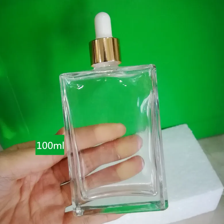 High Quality Flat Square 50ml 100ml Glass Hair Oil Bottle With Dropper