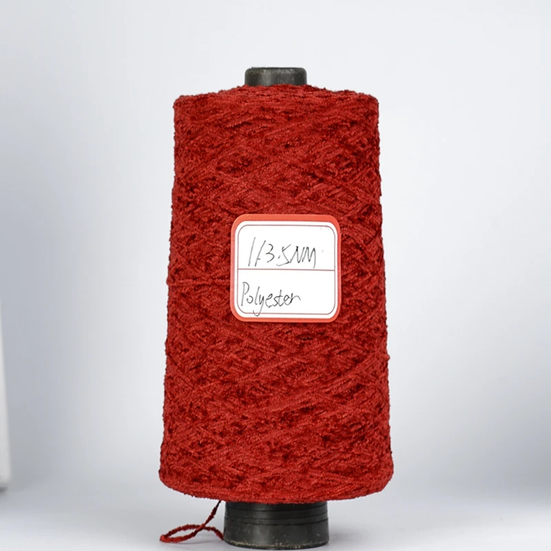 
100 polyester chenille yarn hand knitting yarnr for knitting and weaving dyed 