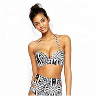 

Womens Halter Geometric Print High Waisted Swimsuit Bathing Suits Bikini