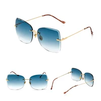 

High Quality Colourful Lens And Rimless Metal Sunglasses For Lady