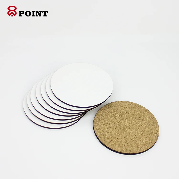 

Blank round sublimation MDF coaster with cork back 95*95, White