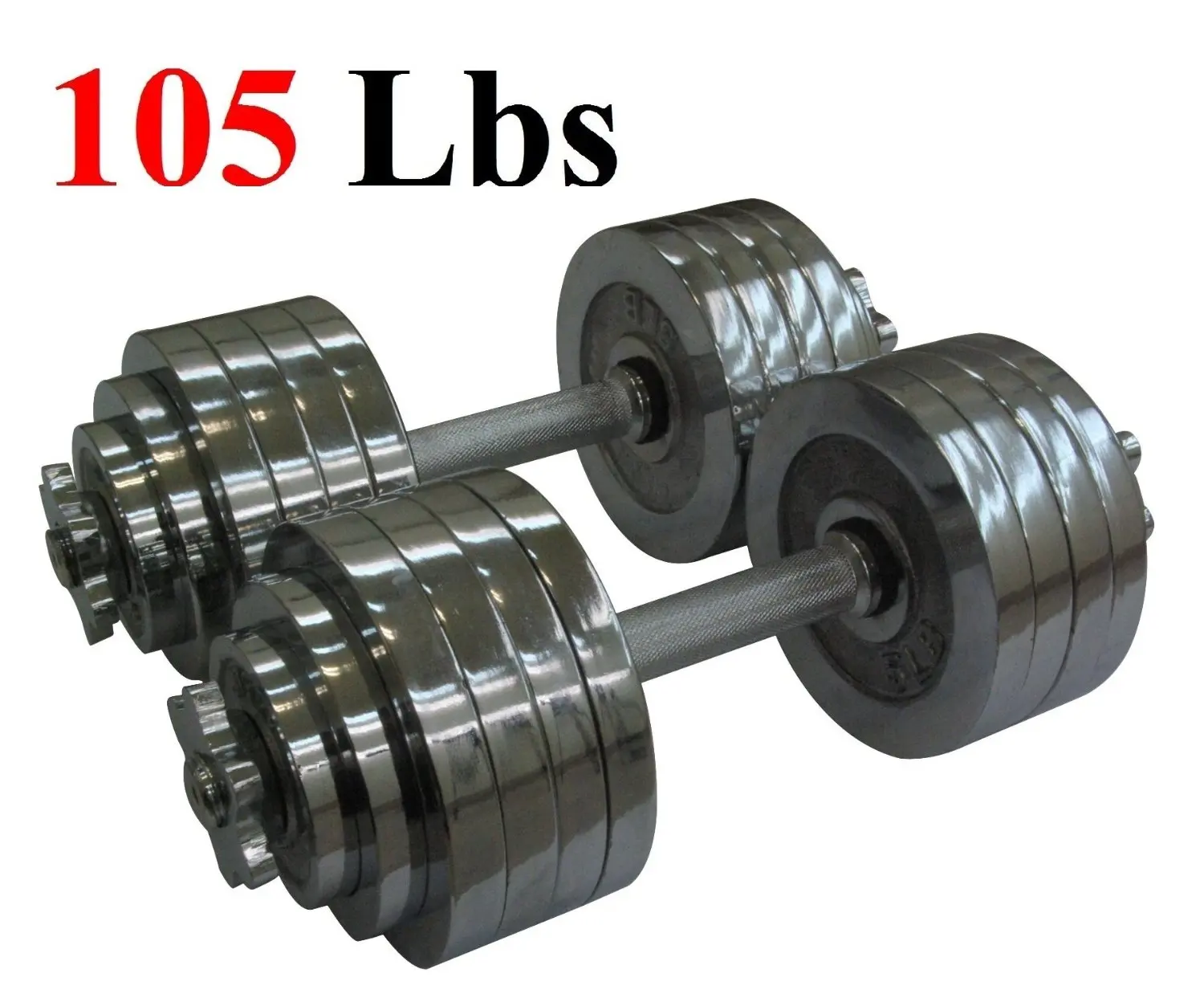 105.67. One Pair of Adjustable Dumbbells Chrome Plated Metal Total 105 Lbs ...