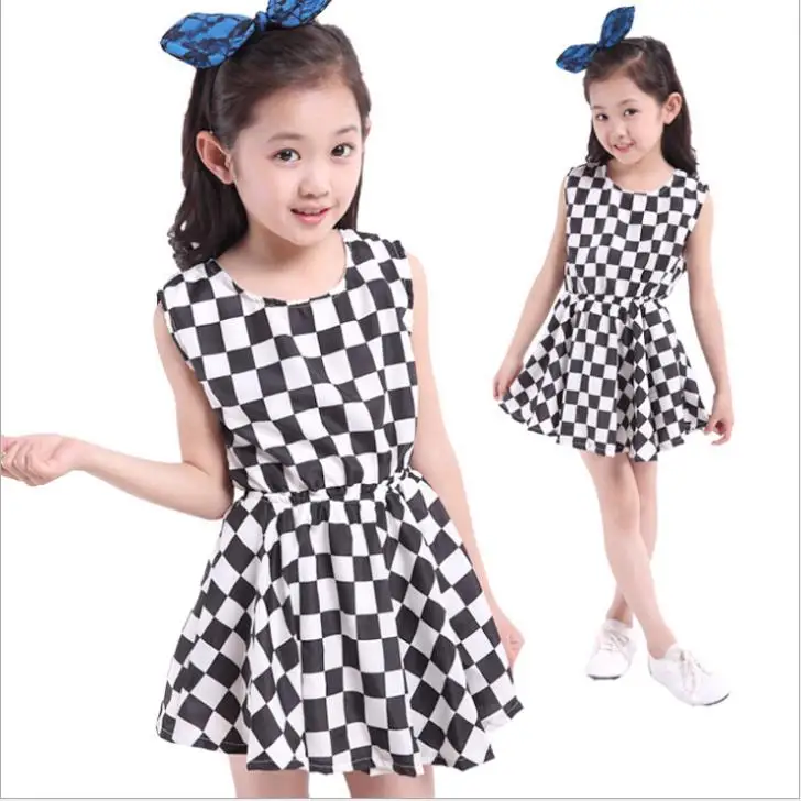 girls black and white plaid dress