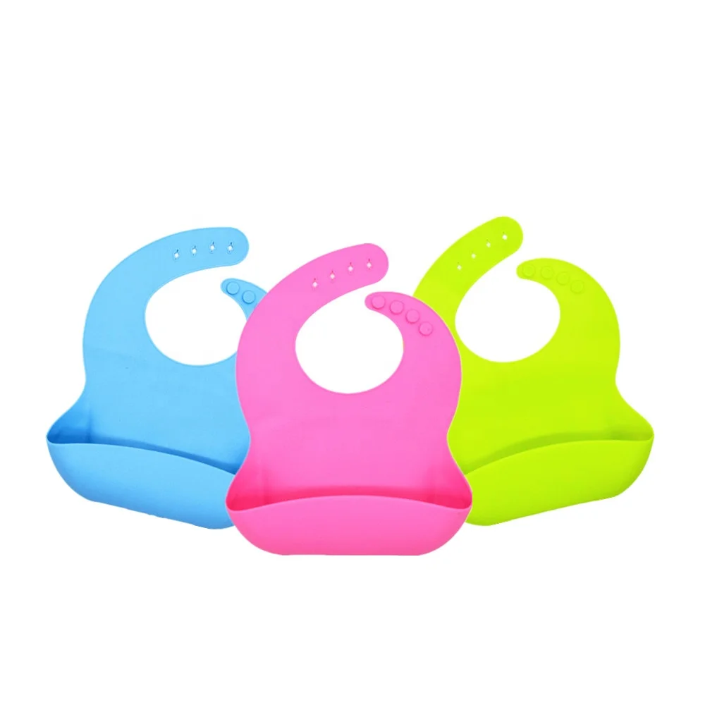 

Waterproof Soft Baby Bib with Food Catcher Pocket, Any pantone color
