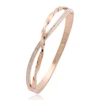YANYI Screw Rhinestone Bracelet Rose Gold Titanium Bangle for Women Wedding Jewelry Accessories
