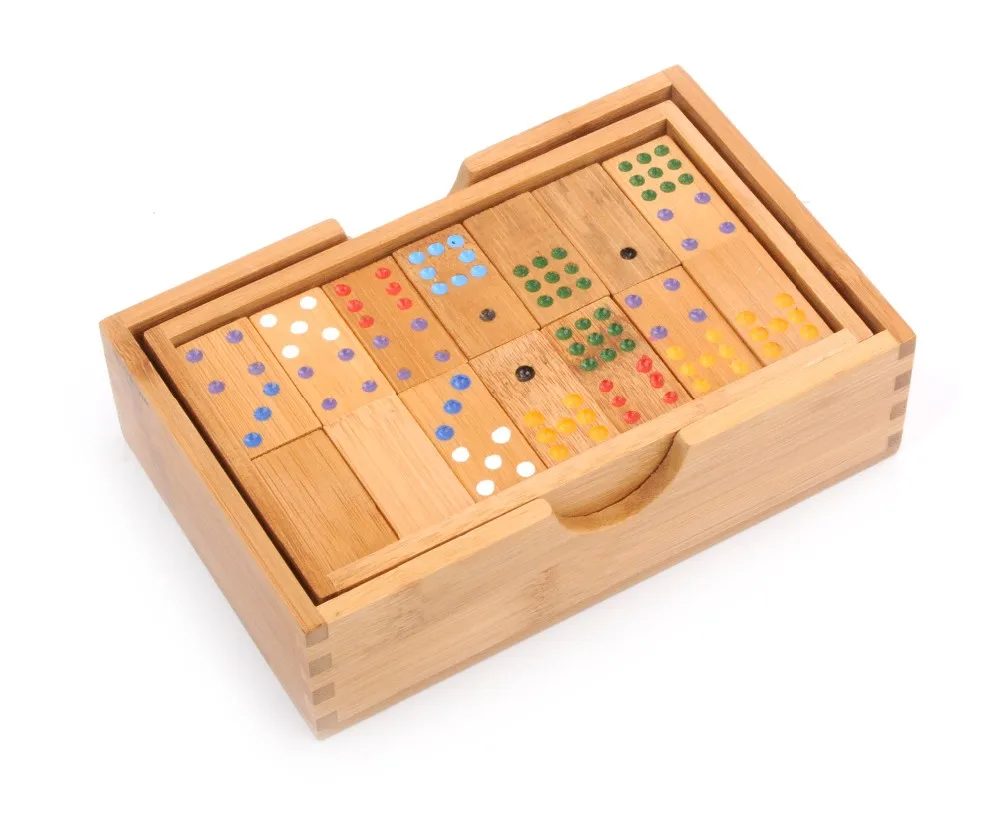 28pcs Wooden Double Six Dominoes Set - Non-Toxic Paint