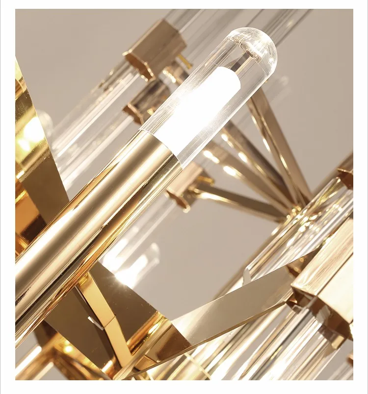 European Luxury Large and Gold K9 Crystal rod Chandelier for hotels