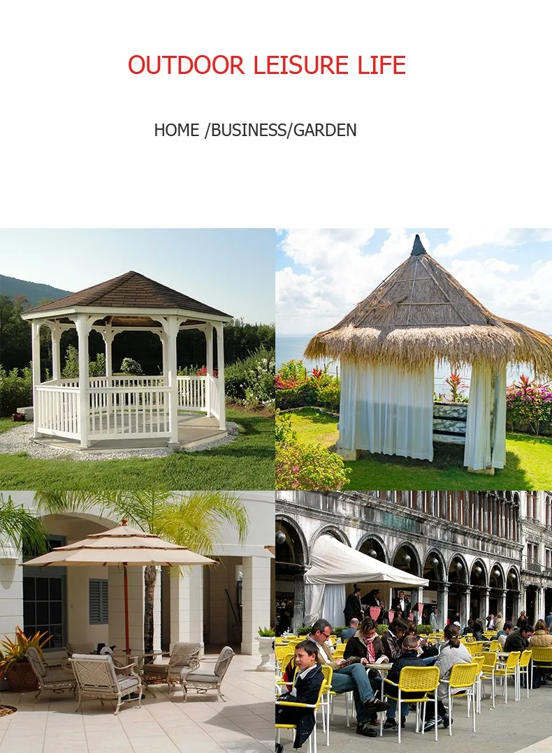 Outdoor Furniture Prefab Pavilion Hexagonal Garden Gazebo 3.5*3.5m Iron