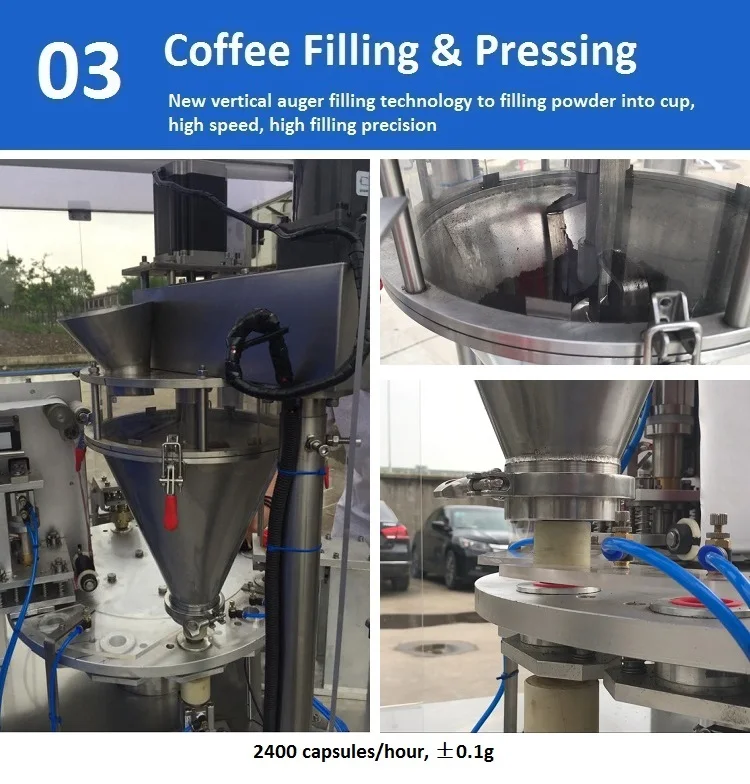 Rotary automatic coffee packing machine with empty capsules