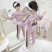 

2019 Spring Girls Cotton Fabric Cartoon Outfits Kids Casual 2 Pieces Clothing Set