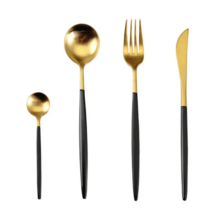 

Factory directly Good quality Stainless steel 304 Black n Gold Cutlery Set