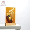 A4 A5 A6 Restaurant Wooden Table Sign Stand Wood Base Acrylic Sign Holder Paper Card Display Stands
