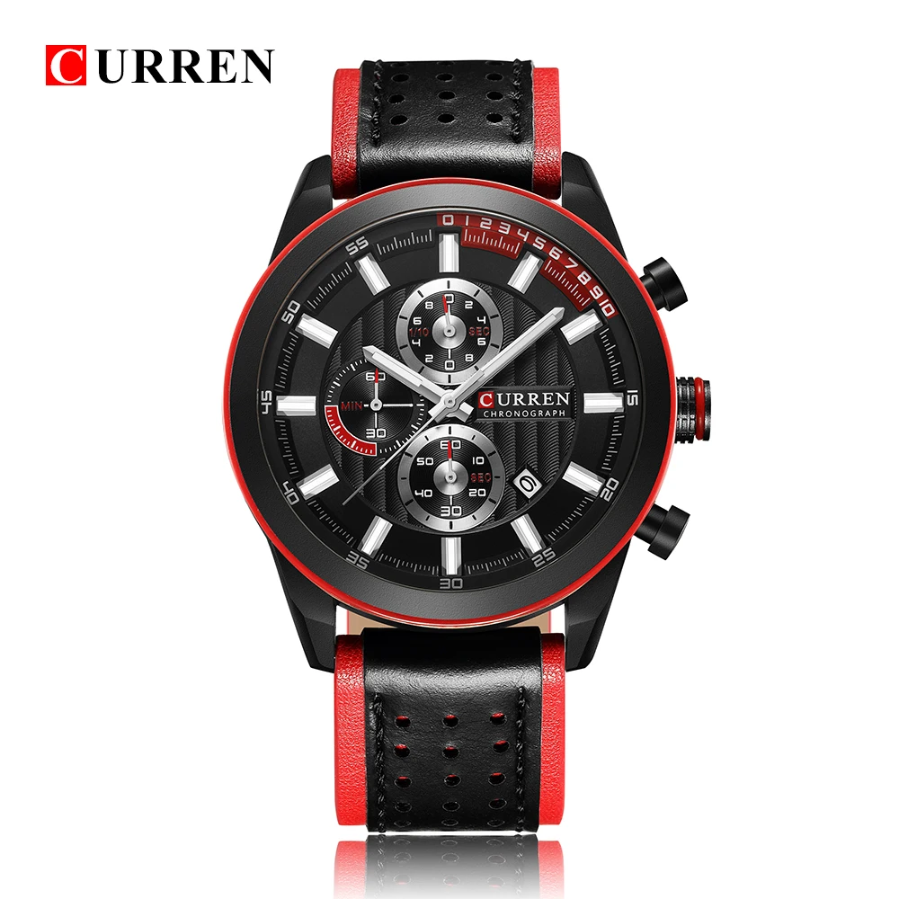 

Men's Fashion Chronograph Watches Classic Date Leather Waterproof Sport Quartz Luxury Curren 8292 Men Wrist Watch relojes hombre