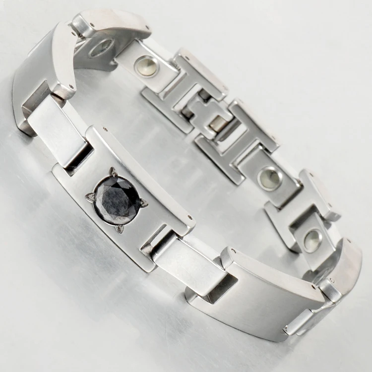

Inox Wholesale 99.999% Pure Germanium Magnetic Anti-scratch Titanium Bracelet With Black Onyx Stone For Couples, According to picture or customized