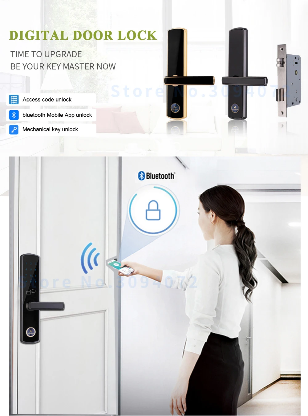 Smart Access Control Keyless Electronic Key Code Door Locks With App