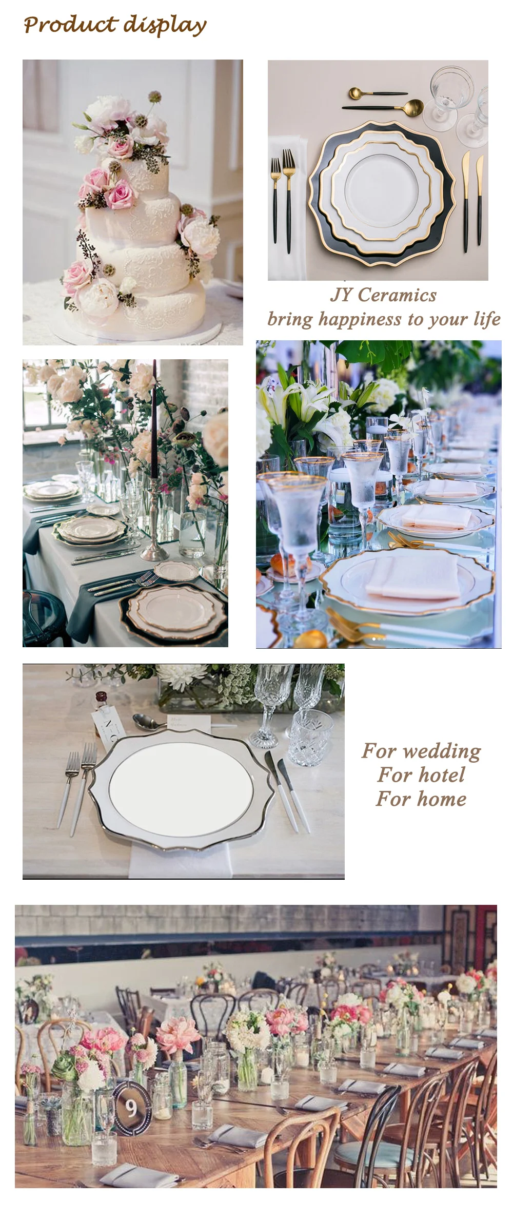 Wholesale Luxury Dubai Gold Rims Dinner Plate Sets Ceramic Dinnerware