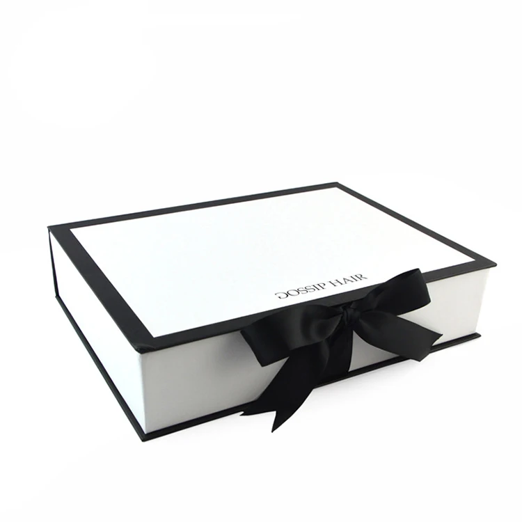 Oem White Gift Hair White Magnetic Box With Ribbon - Buy White Gift Box ...