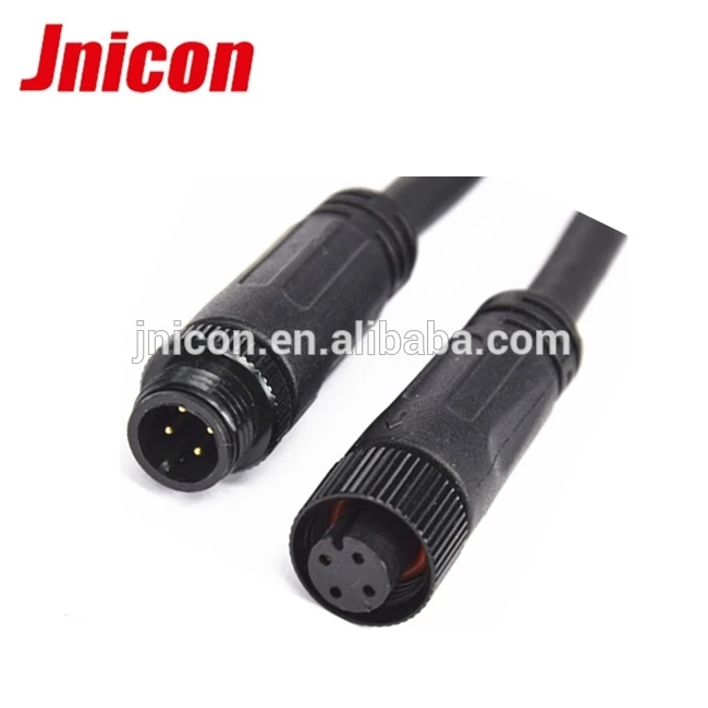 Jnicon M12 4 Pin Male Female  Electrical Wire Cable Connector for LED Light