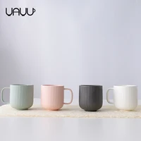 

350ml multi-colored striped tea mug set ceramic matt nordic coffee mug with custom logo