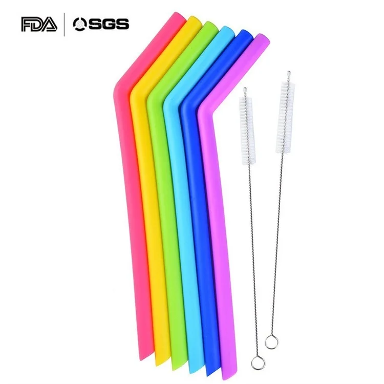 Reusable Silicone Drinking Straw Extra Long Bend Smoothies Straws With