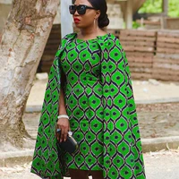 

2018 Autumn Wax African Print 100% Cotton Plus Size Cape Designs Party Dress
